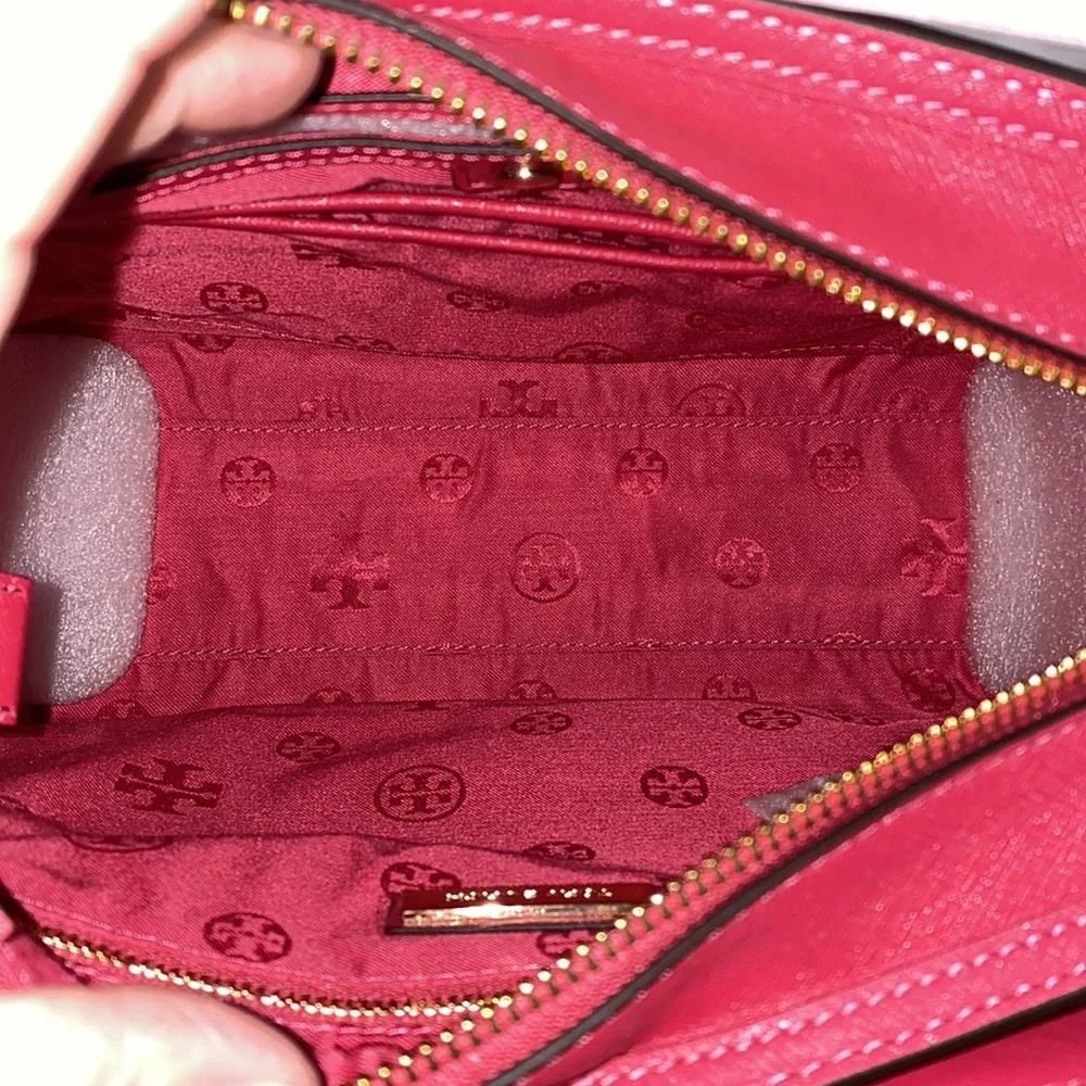 NWT Tory Burch Robinson Small Zip Tote Dark Peony - Picture 9 of 12